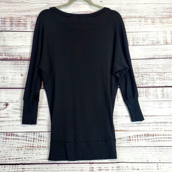 Michael Stars Black Silk Cotton Cashmere Sweater OS Dolman Sleeve Dark Academia - Picture 2 of 10